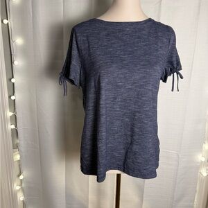 Talbots Relaxed Blue Tie Front Short Sleeve Tee